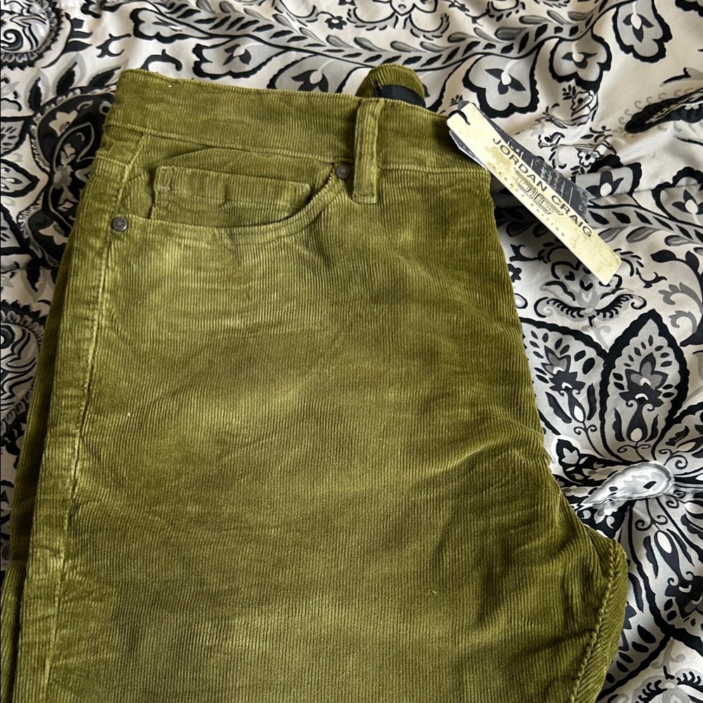 Jordan Craig Olive Green Corduroy Relaxed Jeans